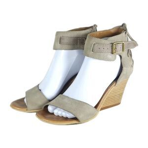 Miz Mooz Women's Kiani US8,5 EU38 Taupe Leather Ankle Strap Wedge Sandals Shoes